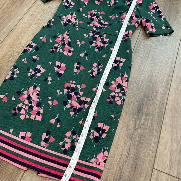 Boden Fleur Fitted Dress Hunter Green Tulip 6r - Picture 7 of 9